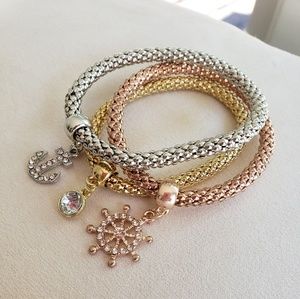 BRAND NEW 3 Tone Nautical Themed Bracelet Set